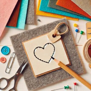 Stitching Felt Keychain Together – Two identical felt pieces being sewn with embroidery thread, forming a cute handmade keychain. A great beginner sewing craft.