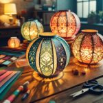 DIY Paper Lanterns Cover Image – A set of handmade paper lanterns in various colors, beautifully lit to create a cozy and festive atmosphere.